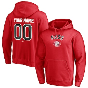 Men's Cincinnati Reds Red Cooperstown Winning Streak Personalized Name & Number Pullover Hoodie