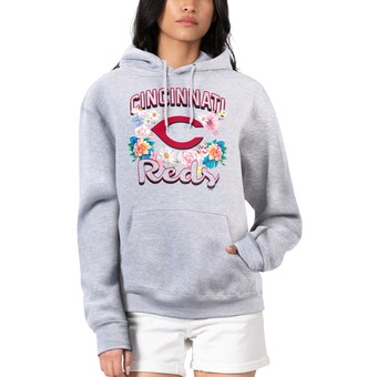 Women's Cincinnati Reds G-III 4Her by Carl Banks Heather Gray Flowers Graphic Pullover Hoodie