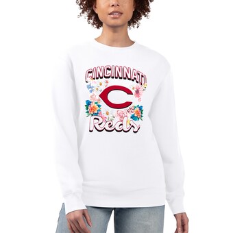 Women's Cincinnati Reds G-III 4Her by Carl Banks White Flowers Graphic Pullover Sweatshirt