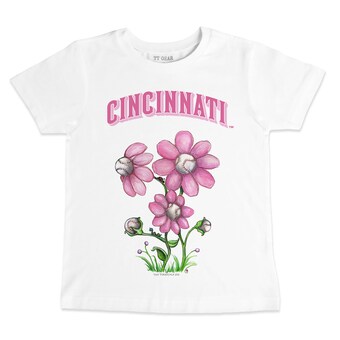 Youth Cincinnati Reds Tiny Turnip White Blooming Baseballs T-Shirt