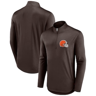 Men's Cleveland Browns Fanatics Brown Tough Minded Quarter-Zip Top