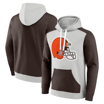 Men's Fanatics Silver/Brown Cleveland Browns Big & Tall Team Fleece Pullover Hoodie