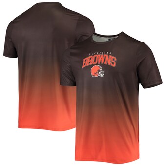 Men's Cleveland Browns FOCO Brown/Orange Gradient Rash Guard Swim Shirt