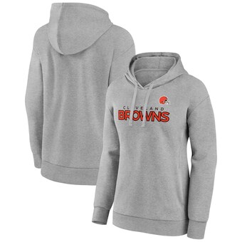 Women's Cleveland Browns Fanatics Heather Gray Iconic Cotton Fleece Checklist Pullover Hoodie