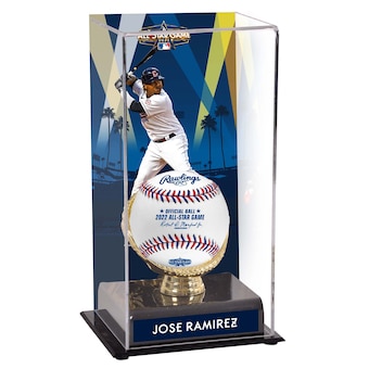 Vitrine mit goldenem Handschuh von Jose Ramirez, Cleveland Guardians, 2022 MLB All-Star Game, mit Bild