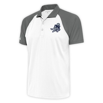 Men's Antigua White/Steel Dallas Cowboys Team Logo Throwback Nova Polo