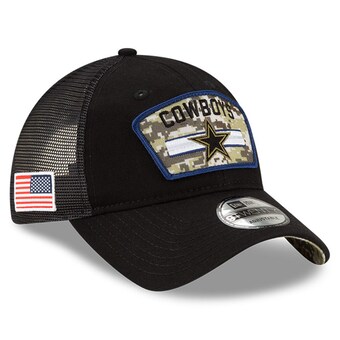 Men's Dallas Cowboys New Era Black 2021 Salute To Service Trucker 9TWENTY Adjustable Hat