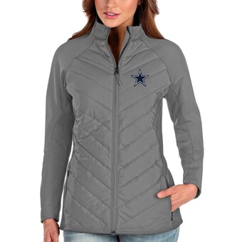 Women's Antigua Gray Dallas Cowboys Altitude Quilted Full-Zip Jacket