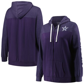 Dallas Cowboys Fanatics Women's Plus Size City Ties Full-Zip Hoodie - Heather Navy