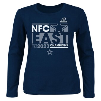  Dallas Cowboys Fanatics Women's 2023 NFC East Division Champions Plus Size Conquer Long Sleeve V-Neck T-Shirt - Navy