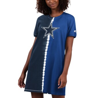 Women's Dallas Cowboys Starter Navy Ace Tie-Dye T-Shirt Dress