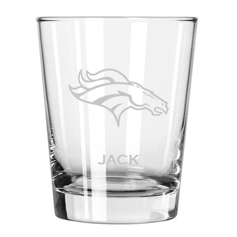 Denver Broncos 15oz. Personalized Double Old Fashion Etched Glass