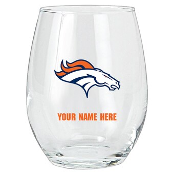 Denver Broncos 15oz. Personalized Stemless Glass Tumbler