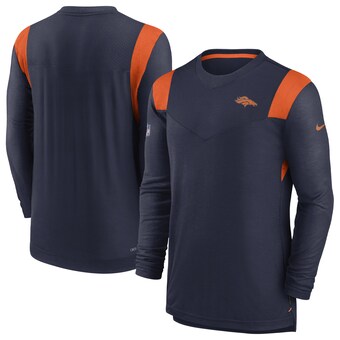 Men's Denver Broncos Nike Navy Sideline Tonal Logo Performance Player Long Sleeve T-Shirt