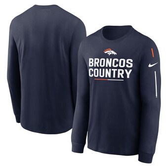 Men's Denver Broncos Nike Navy Team Slogan Long Sleeve T-Shirt