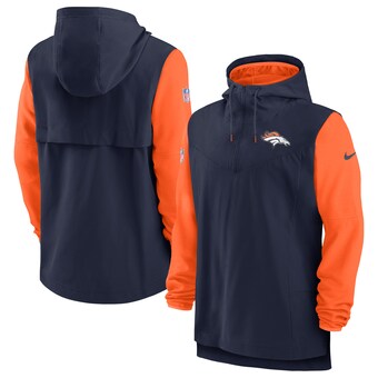 Men's Denver Broncos Nike Navy/Orange Sideline Player Quarter-Zip Hoodie