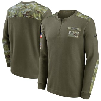 Men's Denver Broncos Nike Olive Salute To Service Henley Long Sleeve Thermal Top