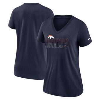 Women's Denver Broncos Nike Heathered Navy Lock Up Tri-Blend V-Neck T-Shirt