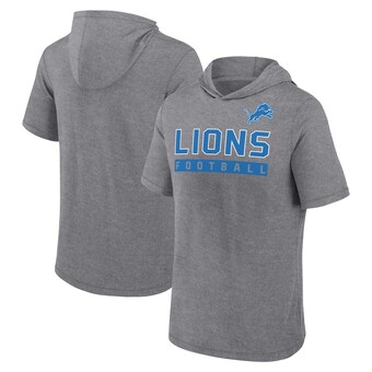 Men's Detroit Lions Fanatics Heather Gray Push Short Sleeve Pullover Hoodie