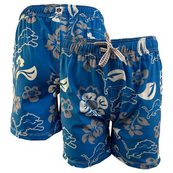 Youth Detroit Lions Wes & Willy Blue Floral Volley Swim Trunks