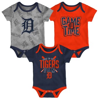 Newborn & Infant Detroit Tigers Navy/Orange/Heathered Gray Game Time Three-Piece Bodysuit Set