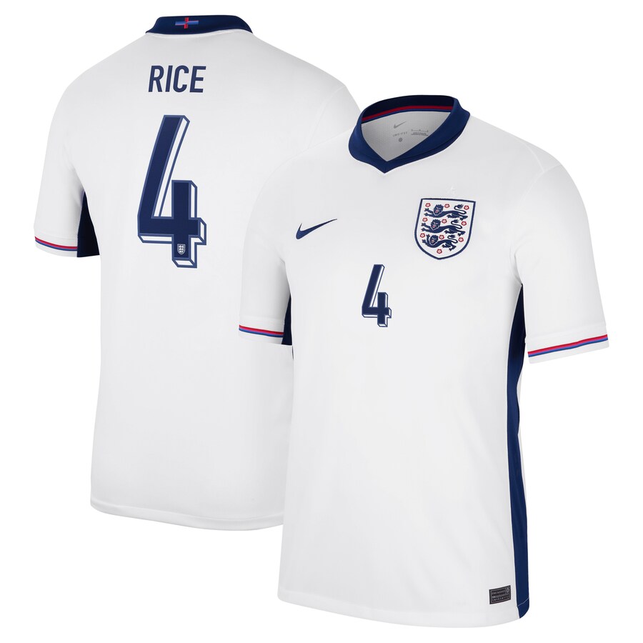 England Nike Home Stadium Shirt 2024 with Rice 4 printing