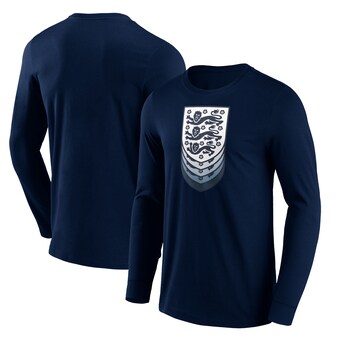 England Ripple Graphic Long Sleeve T-Shirt - Blue - Mens