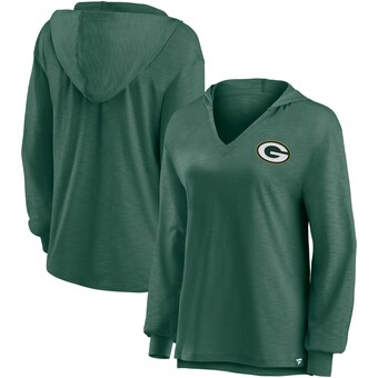 Women's Green Bay Packers Fanatics Green Jumper V-Neck Pullover Hoodie