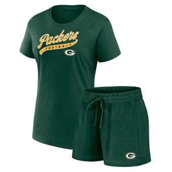 Women's Green Bay Packers Fanatics Green Start to Finish T-Shirt & Shorts Combo Pack