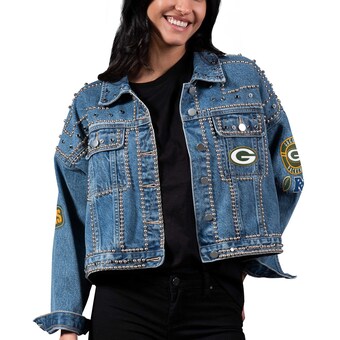 Women's Green Bay Packers G-III 4Her by Carl Banks First Finish Medium Denim Full-Button Jacket