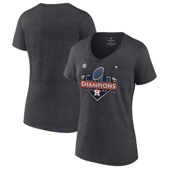 Women's Fanatics Heather Charcoal Houston Astros 2022 World Series Champions Locker Room Plus Size V-Neck T-Shirt