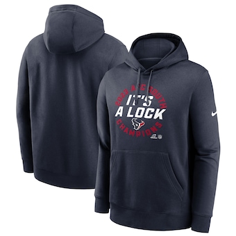 Men's Nike  Navy Houston Texans 2023 AFC South Division Champions Locker Room Trophy Collection Club Pullover Hoodie