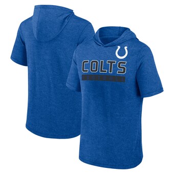 Men's Indianapolis Colts Fanatics Heather Royal Push Short Sleeve Pullover Hoodie