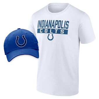 Men's Indianapolis Colts Fanatics White/Royal T-Shirt & Adjustable Hat Combo Pack