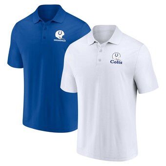 Men's Indianapolis Colts Fanatics White/Royal Throwback Two-Pack Polo Set