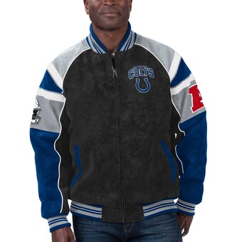 Men's Indianapolis Colts  G-III Sports by Carl Banks Black Faux Suede Raglan Full-Zip Varsity Jacket