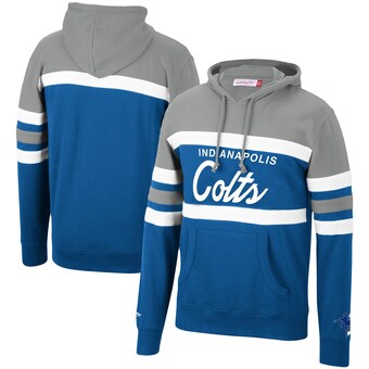 Men's Indianapolis Colts Mitchell & Ness Gray/Royal Head Coach Pullover Hoodie