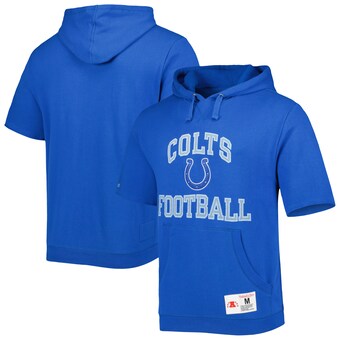 Men's Indianapolis Colts Mitchell & Ness Royal Washed Short Sleeve Pullover Hoodie