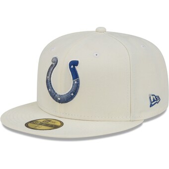 Men's Indianapolis Colts New Era Cream Chrome Color Dim 59FIFTY Fitted Hat