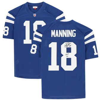 Autographed Indianapolis Colts Peyton Manning Fanatics Authentic Blue Mitchell & Ness Authentic Jersey with "HOF 21" Inscription