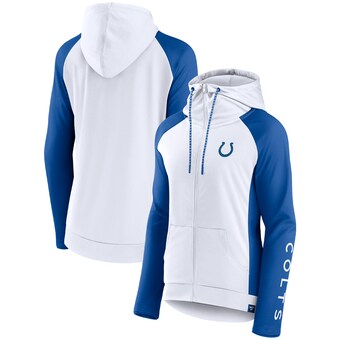 Women's Indianapolis Colts Fanatics White/Royal End Around Lightweight Raglan Full-Zip Hoodie Jacket