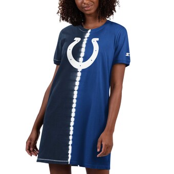 Women's Indianapolis Colts Starter Navy Ace Tie-Dye T-Shirt Dress