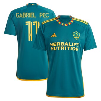 Men's LA Galaxy Gabriel Pec adidas Green 2024 LA Kit Replica Player Jersey