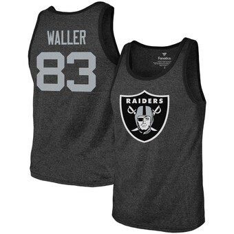 Men's Las Vegas Raiders Darren Waller Majestic Threads Heathered Black Name & Number Tri-Blend Tank Top