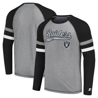 Men's Las Vegas Raiders Starter Gray/Black Kickoff Raglan Long Sleeve T-Shirt