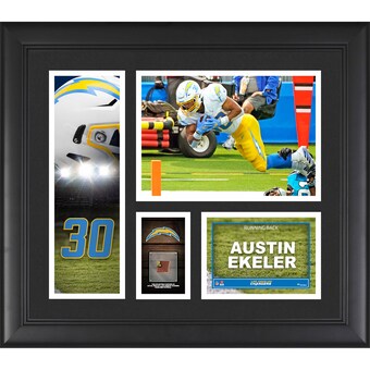 Los Angeles Chargers Austin Ekeler Fanatics Authentic Framed 15" x 17" Player Collage with a Piece of Game-Used Football