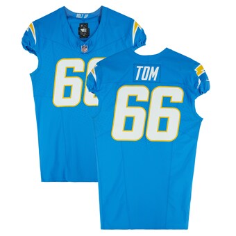 Cameron Tom Los Angeles Chargers Fanatics Authentic Game-Used #66 Blue Jersey vs. Kansas City Chiefs on January 7, 2024