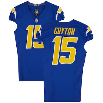 Jalen Guyton Los Angeles Chargers Fanatics Authentic Game-Used #15 Blue Jersey vs. Denver Broncos on December 10, 2023