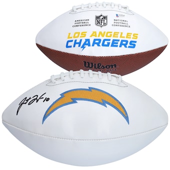 Autographed Los Angeles Chargers Justin Herbert Fanatics Authentic Wilson White Panel Football