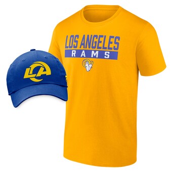 Men's Los Angeles Rams Fanatics Gold/Royal T-Shirt & Adjustable Hat Combo Pack